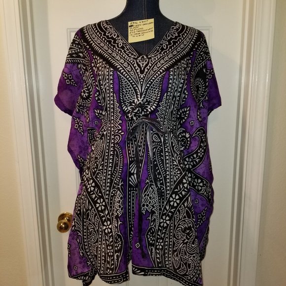 SYMMER Coverup NWOT Ornate Black White Purple Polyester Cover - Picture 1 of 10